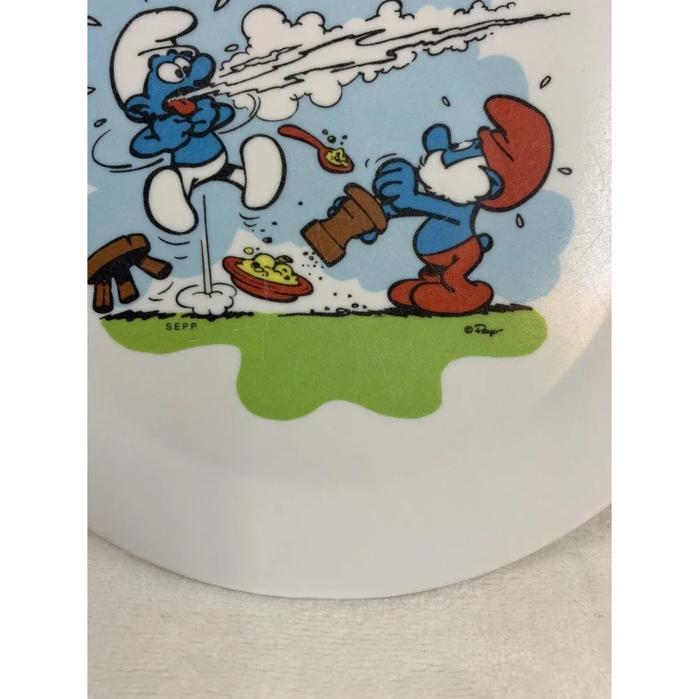 Vintage The Smurfs Melamine Child  Kids Toddler 8